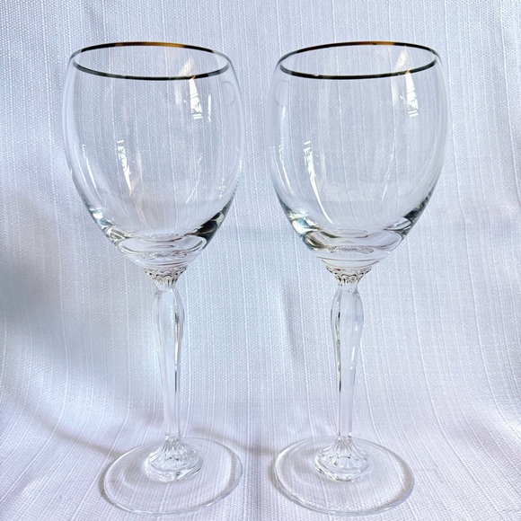 Waterford Marquis Allegra Crystal Platinum Rim Wine Glasses - Set of 2